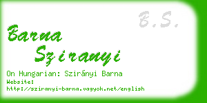 barna sziranyi business card