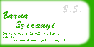 barna sziranyi business card